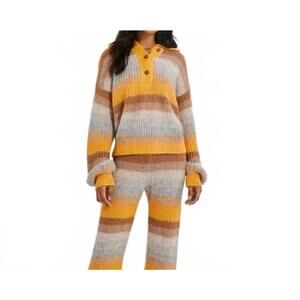 NEW SOMETHING NAVY striped polo sweater in orange combo